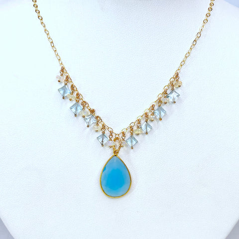 Gemmy necklace - 14kt gold Opal and citrine