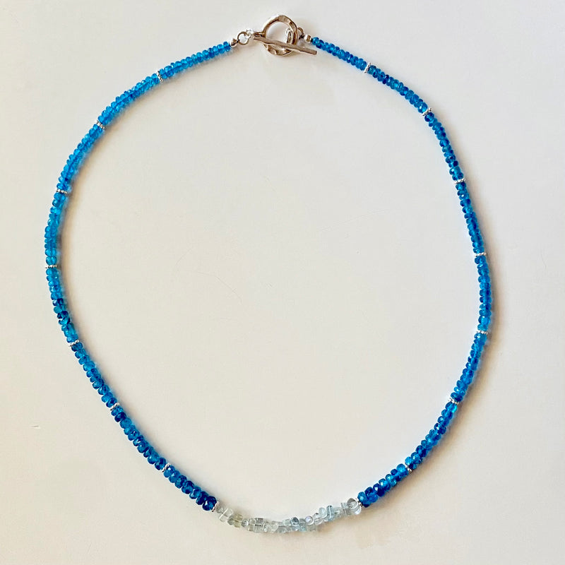 Gemmy necklace - Neon blue apatite, aquamarine
