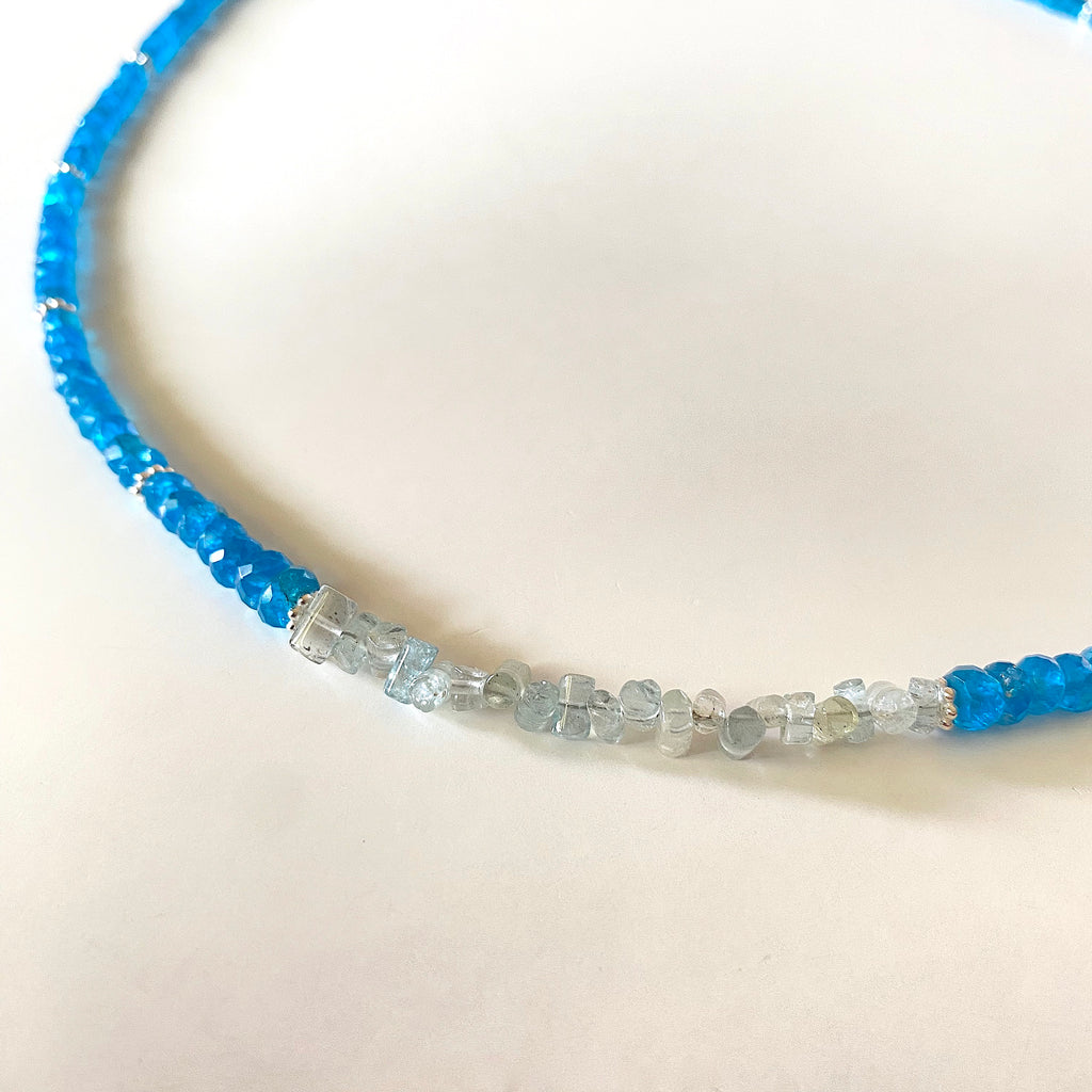 Gemmy necklace - Neon blue apatite, aquamarine