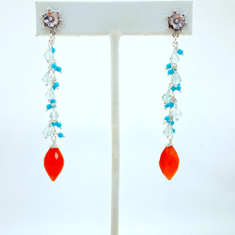 Spike Swinger Earrings -Dendrite Opal