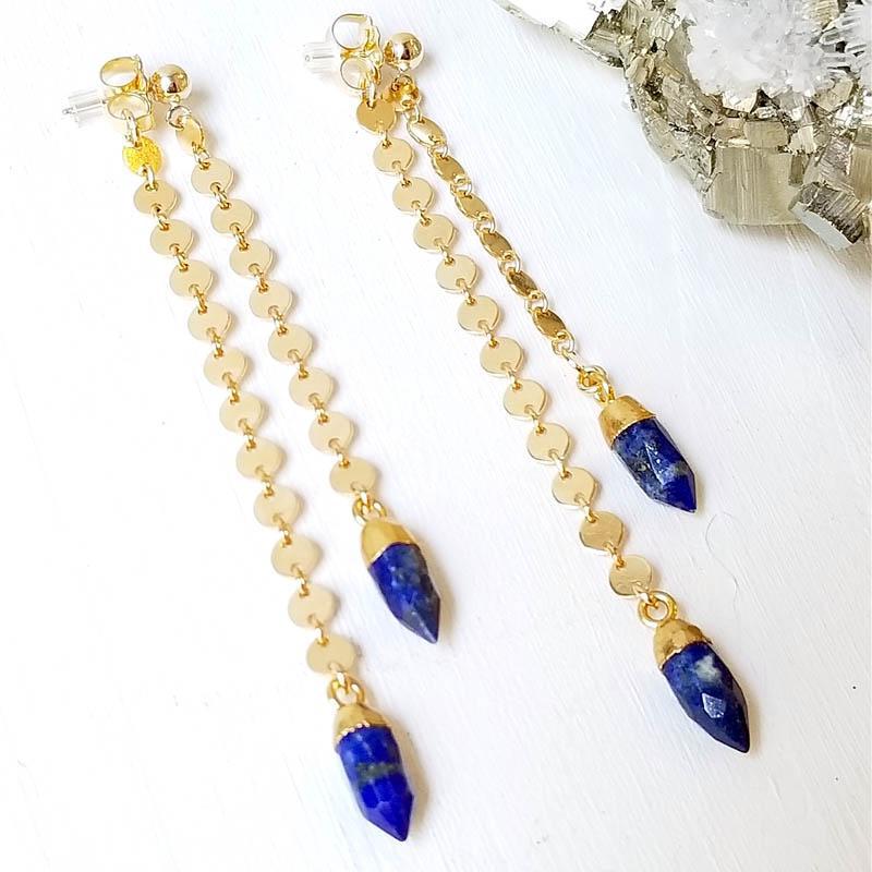 Spike Swinger Earrings -Lapis Lazuli