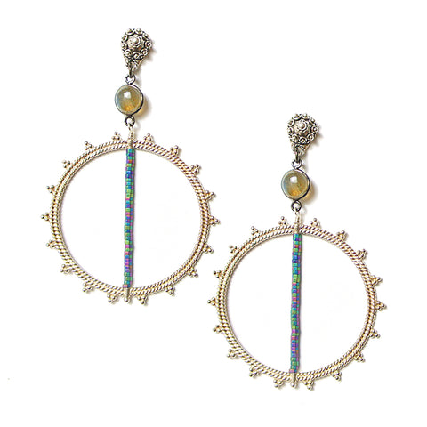 Spike Swinger Earrings -Dendrite Opal