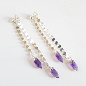 Spike Swinger Earrings - Amethyst - Silver